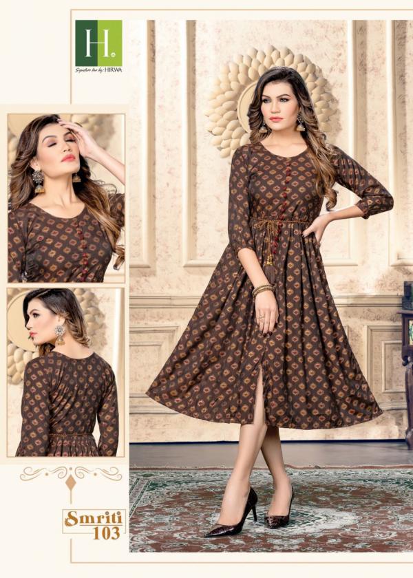 Hirwa Smriti Heavy Muslin Print Ghera Kurti Collection 